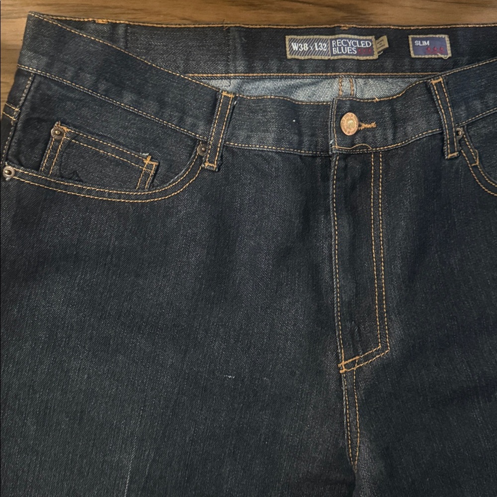 Recycled Blue Mens Slim Fit Denim Jeans - Picture 3 of 9